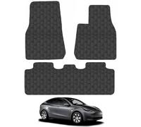 Tesla Model Y (2020+) Heavy Duty Thick Rubber Car Mats Accessories Tailored Fit Front Rear Set Compatible Accessory Waterproof Durable Non-Slip 5mm Full Coverage Protection