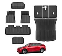 Tesla Model Y Floor Mats for 2024 2023 2022 2021, Foronetry 9PCS All Weather Full Set Cargo Liners Accessories, 3D TPE Odorless Floor Mat Trunk Frunk Rear Well Mats Custom for 5-Seater