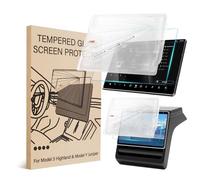 Tesla New Model Y Juniper & Model 3 Highland Screen Protector 9h Tempered Glass Screen Protector for 18.5" Front & 9.4" Rear Screen No Glare & Fingerprint with Alignment Kit Accessories 2PCS