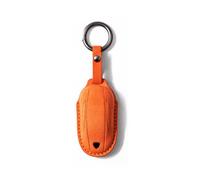 Tesla Suede Key Fob Cover Case Compatible with Model S/3/Y/X Keyless Remote Flip Key Protection Case Shell Cover Key Chain, Orange, Model X