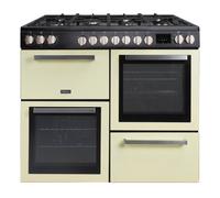 Tesla Dual Fuel Cooker - Freestanding Cream, A/A/A Energy, 7-Burner Gas Hob, 100cm Double Cavity, 62L & 62L Ovens, Easy Clean Enamel, LED Timer, (T100MCDFRCC)