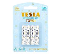 TESLA TOYS+ batteries for boys, AAA Maximum Power Alkaline Batteries, 10 Year Shelf Life, A Long-lasting Battery Life, Leak-free, LR03, 4 count [Pack of 1]