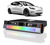 Tesla USB Hub for Model 3 Highland 2024-2025 & Model Y Juniper 2026 with RGB Ambient Light,Charging with Sliding Cover Retractable Cable Multi Ports Fast Charger fit Center Console，Tesla Gifts