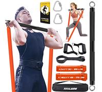 TESLANG Resistance Band Bar, Heavy Resistance Bands with Bar for Men, 500 LBS Strength Training Bars for Chest Press Deadlift Squats Curl, Workout Bands with Handles, Portable Home Workout Equipment