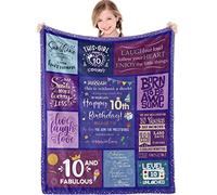 Teslite 10th B'Day Throw Blanket - Purple, 127x152cm for 10 Year Old Girl Double Digits