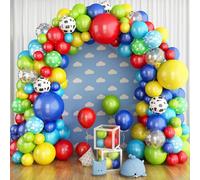 Teslite 122 Pcs Rainbow Balloon Arch Kit, Red Yellow Blue Green Balloon Garland Kit Cow Cloud Pattern Balllons, Colourful Confetti Latex Balloons Kids Toy Inspired Story Birthday Party Decorations