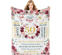 Teslite 50th Birthday Gifts for Women, 50 Year Old Women 1973 Throw Blanket Woman, Decor Best Turning Her Mom Wife Sister 127 x 152 cm, White