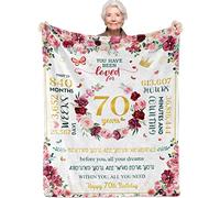 Teslite 70th Birthday Gifts for Women, Throw Blanket 70 Year Old Woman 1953 Happy Gift Ideas Women Turning Decor Mum Wife Friend 127x152cm, White