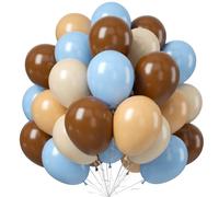 Teslite Pastel Blue and Brown Balloons, 60PCS Light Cream Latex Helium Balloons Set, Macaron Baby White Apricot Beige Nude Party Balloon Teddy Bear Birthday Shower decor,beige,blue,white