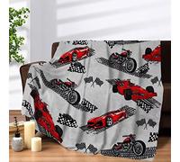 TesliteRacing Car Throw Blanket , Red Race Cool Speed Racing Cars Fuzzy Plush Teens Gifts, Soft Extreme Sport Lover Flannel Birthday Couch Decor,130x150cm, - Grey, 50'' x 60''