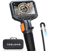 Teslong Dual Lens Articulating Borescope for Mechanic Automotive Inspection | 8.5mm Endoscope, 8 LED Lights, Two-Way 210°, 4.5" IPS Screen, 32GB, IP67 Waterproof, 1.55M Semi-Rigid Cable, Carrying Case