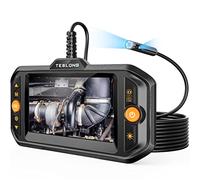 Teslong Dual Lens Endoscope Inspection Camera, 4.3 Inch Screen Inspection Camera with Light, IP67 Waterproof Borescope Cam, 16.5FT Semi-Rigid Cable (No SD Card)