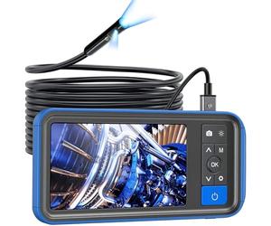 Teslong Dual Lens Endoscope Inspection Camera, 4.5 Inch Screen Borescope with Lights,16.5FT Semi-Rigid Waterproof Snake Camera, 32GB TF Card & Carrying Case for Car/Sewer Drain Pipe Inspection