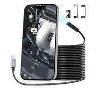 Teslong Inspection Camera with Light, USB C Endoscope Inspection Camera with 8 LEDs, Flexible Waterproof Borescope Fiber Optic Scope Cam Compatible with iPhone 15, Android Phone(15M)