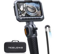 Teslong TD300P Two-Way Articulating Borescope inspection camera 5.5mm Slim Probe Endoscope Inspection Camera, 5.0'' Inspection Camera with Light, 5FT Flexible Snake Scope for Automotive, HVAC & Mechan