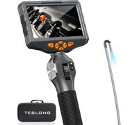 Teslong TD500 3.9mm Two-Way Articulating Inspection Camera with Light, 5-inch IPS Endoscope Inspection Camera with Articulated Probe, Borescope Cam with Lights, 3000mAh Battery, 32G TF Card (5FT/1.5M)