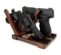 Teslyar Wood Pistol Rack for Gun Safe - Gun storage for 2 Handguns or Revolvers - Gun Safe Accessory - Gun Safe Organizer Cabinet Storage - Handmade from Ash Wood - Great Idea Gifts for a Gun Lover