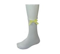 Tesmark 3/6 X Pairs Girls White School Socks with Coloured Check Bow Gingham Ankle Girls School Socks UK Size 2 to 11+ Years (UK, Age, 4 Years, 7 Years, Regular, 6, Yellow)
