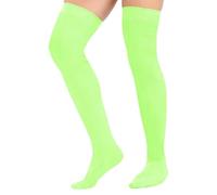 Tesmark 3 Pairs Multi-Pack Plain Ladies Over The Knee High Socks for Women Fancy Dress Thigh High Socks in Assorted Colours Long Socks UK Size 4-7 (One Size, Lite Green)