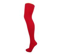 Tesmark 3 Pairs Multi-Pack Plain Ladies Over The Knee High Socks for Women Fancy Dress Thigh High Socks in Assorted Colours Long Socks UK Size 4-7 (One Size, Red)