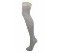 Tesmark 3 Pairs Multi-Pack Plain Ladies Over The Knee High Socks for Women Fancy Dress Thigh High Socks in Assorted Colours Long Socks UK Size 4-7 (One Size, Grey)
