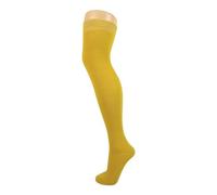 Tesmark 3 Pairs Multi-Pack Plain Ladies Over The Knee High Socks for Women Fancy Dress Thigh High Socks in Assorted Colours Long Socks UK Size 4-7 (One Size, Yellow)