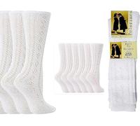 Tesmark 6, 12 Pairs Girls White Knee High Socks Pelerine School Socks, Soft Stretch Long Socks with Reinforced Heels, Girls Socks All Size 1 to 11 Years (12 X White, 9-12)