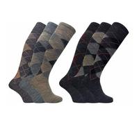 Tesmark 6X Pairs Mens Socks Long Length Lambs Wool thermal socks, Assorted Colour, Black, Charcoal & Argyle boot socks Soft & Walking Socks UK Size 6-11 (6-11, Argyle)