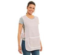 Tesmark Ladies Dogtooth Design With Piping Tabard Apron Overalls Front Pocket Stylish Tabards for Women Casual Aprons for Women to Use in Home Kitchen Restaurants Coffee Shops UK Made (3XL, Brown)