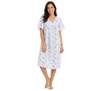 Tesmark Ladies Floral Incontinence Open Back Nightie Hospital Nightdress For Continence Problems Maternity Dress Polycotton Nightdresses for Women UK Size 8-30 (28-30, Blue)