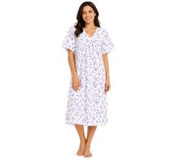 Tesmark Ladies Incontinence Open Back Nightie Floral Hospital Nightdress For Continence Problems Maternity Dress Poly Cotton Nightdresses for Women UK Size 8-30 (Lilac, 24-26)