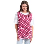 Tesmark Ladies Polka Dot Design With Piping Tabard Apron Overalls Front Pocket Stylish Tabards for Women Casual Aprons for Women to Use in Home Kitchen Restaurants Coffee Shops UK Made (Wine, XXL)