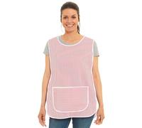 Tesmark Ladies Stripe Design With Piping Tabard Apron Overalls Front Pocket Stylish Tabards for Women Casual Aprons for Women to Use in Home Kitchen Restaurants Coffee Shops UK Made (L, Red)