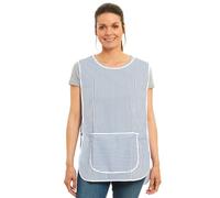 Tesmark Ladies Stripe Design With Piping Tabard Apron Overalls Front Pocket Stylish Tabards for Women Casual Aprons for Women to Use in Home Kitchen Restaurants Coffee Shops UK Made (XL, Navy)