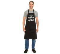 Tesmark Prick With A Fork Barbecue & Butcher Aprons for Men and Women with Pockets, One Size Plain Colour Versatile Novelty Aprons Ideal for Home, Kitchen, BBQ and Professional Use (Black)