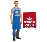 Tesmark Prick With A Fork Barbecue & Butcher Aprons for Men and Women with Pockets, One Size Plain Colour Versatile Novelty Aprons Ideal for Home, Kitchen, BBQ and Professional Use (Red)