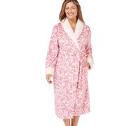 Tesmark Soft Ribbed Floral Ladies Night Gowns Fleece Nightwear Women's Dressing Robes with Belt Shawl Collar & Side Seam Pockets, Women Sleep & Lounge Wear Size S-XL