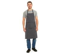 Tesmark Striped Barbecue & Butcher Aprons for Men and Women with Pockets, One Size Stripe Design Versatile Aprons Ideal for Home, BBQ and Professional Use (Black)
