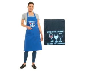 Tesmark Wine Is The Answer Barbecue & Butcher Aprons for Men and Women with Pockets, One Size Plain Colour Versatile Novelty Aprons Ideal for Home, Kitchen, BBQ and Professional Use (Black)