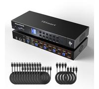 TESmart 4K@144Hz Displayport KVM Switch 3 Monitors 4 Computers USB 3.0, DP 1.4 Triple Monitor 4 Port KVM 8K@60Hz, Support EDID, Gigabit Network, Hotkey Switch, VRR, All Input Cables(DKS403-M24-N)