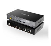TESmart 4K@60Hz HDMI KVM Extender for Dual Monitor, 328ft/100m Over CAT6a | DisplayLink H.265, Gigabit LAN, USB 3.0, EDID, Remote Power, Audio/MIC, Includes Transmitter & Receiver