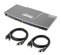 TESmart 4x1 HDMI KVM Switch, 4K@60Hz 4:4:4 Ultra HD | 4 Port KVM Switcher Support Buttons/IR Remote Control | L/R Audio | USB 2.0 Devices Control up to 4 computers/servers/DVR, Mystic Grey