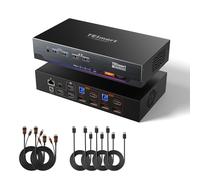 TESmart 8K@60Hz USB 3.0 DisplayPort + HDMI KVM Switch 3 Monitors 2 Computers, Triple Monitor KVM Switch 2 Port Extended Display, EDID Emulators, Headset, Hotkey, All Input Cables Included
