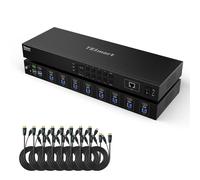 TESmart 8x1 HDMI KVM Switch, USB 3.0 4K@60Hz 8 Port KVM Switch, 1U Rackmount KVM Enterprise-Grade with EDID Emulator,Hotkey Switch,RS232,IR Remote,IP Control,Auto Scan,8 Pcs 5ft KVM Cable (HKS801-P23)