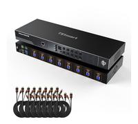 TESmart 8x1 HDMI KVM Switch, USB 3.0 8K@60Hz 8 Port KVM Switch,1U Rackmount KVM Enterprise-Grade with EDID Emulator,Hotkey Switch,RS232,IR Remote,IP Control,Auto Scan,8 Pcs 5ft KVM Cable (HKS801-M24)