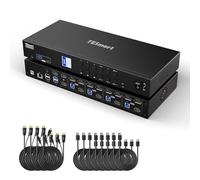 TESmart DisplayPort HDMI USB 3.0 KVM Swtich HDK403-P23, 4K@60Hz 4 PC 3 Monitor KVM Switch, with DP 1.2 HDMI 2.0 USB 3.2 and Audio Microphone, EDID Emulators, 1Gbps Ethernet, Hotkey Switch