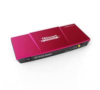 TESmart Displayport KVM Switch, for 2 Computers 1 Monitor, 4K@60Hz USB 2.0| EDID Emulator | Auto Scan | IR Remote/Panel Button/Hotkey Switch | Pass-Through, with Input Cables, Red