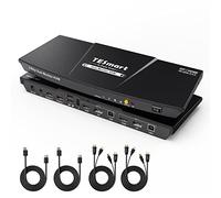 TESmart HDMI+DP 4K@60Hz KVM Switch, for 2 Computers 2 Monitor | HDMI & DisplayPort Inputs w/EDID Emulator | USB Hub, L/R Audio | Hotkey/IR/Button Switching | 2 Display Modes | Zero Delay K&M