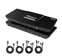 TESmart KVM Switch 2 Monitors 2 Computers 4K@60Hz, HDMI Dual Monitor KVM with USB 2.0 Hub, EDID Emulators, Hotkey/Button/IR Remote Switching, L/R Audio, HDCP 2.2, HDR10, 2x2 KVM with All Input Cables
