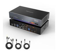 TESmart Thunderbolt 4 KVM Switch 2 Monitors 2 Computers 4K@60Hz, HDMI+DisplayPort KVM Switch Dual Monitor for 1 Laptop (TB4 USB C w/Charging 60W) & 1 Desktop (HDMI 2.0 & DP1.2), Gigabit Network, EDID